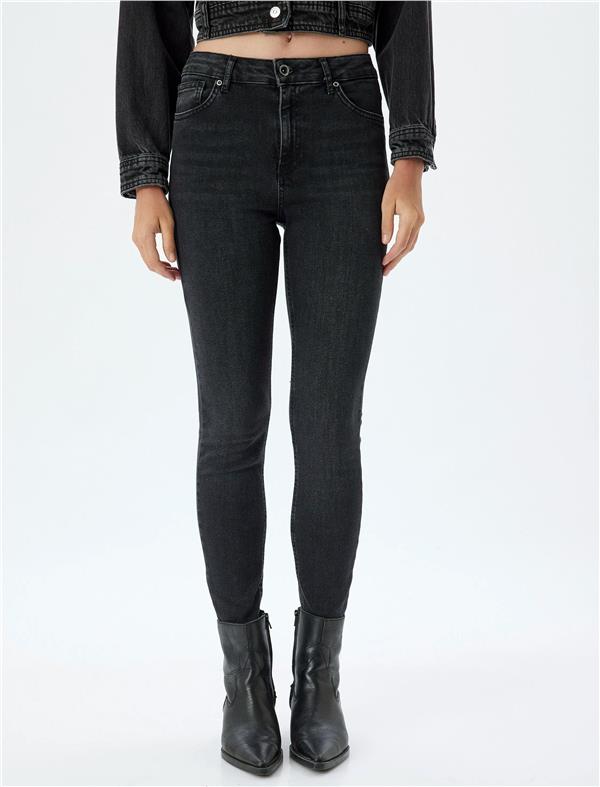 Koton 5Wal40052Md Blk Siyah Kadın Pamuk Denim Pantolon