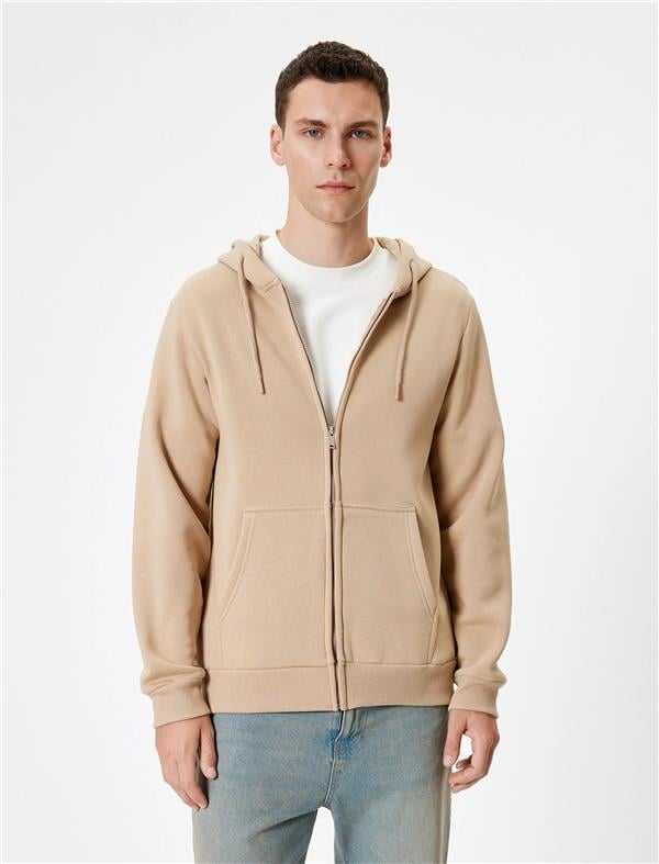 Koton 5Wam70016Mk 057 Bej Erkek Pamuk Jersey Sweatshırt