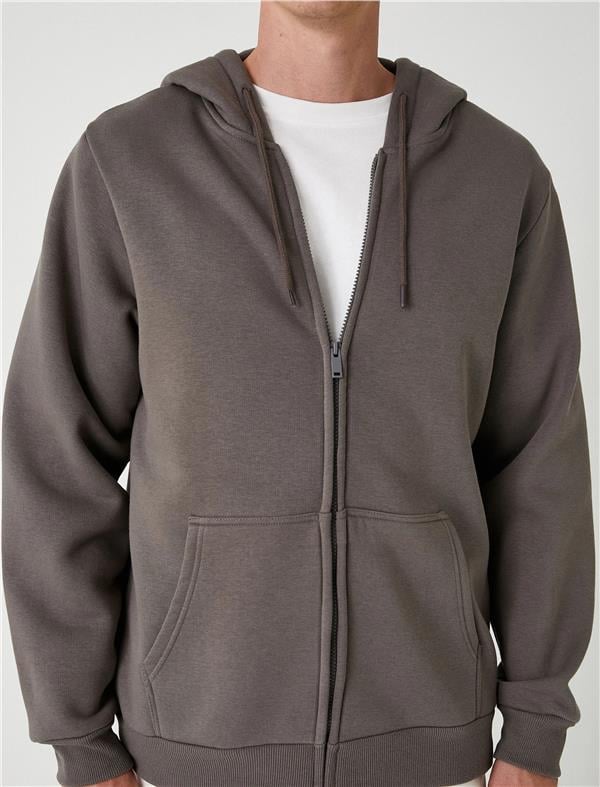 Koton 5Wam70016Mk 939 Antrasıt Erkek Pamuk Jersey Sweatshırt