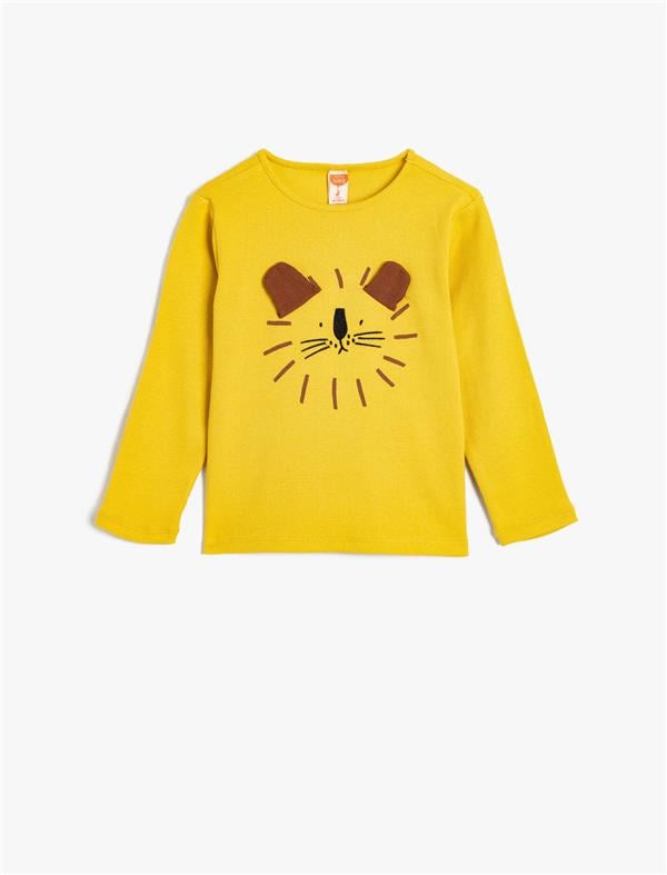 Koton 5Wmb10173Tk 165 Sarı Erkek Bebek Pamuk Jersey Sweatshirt