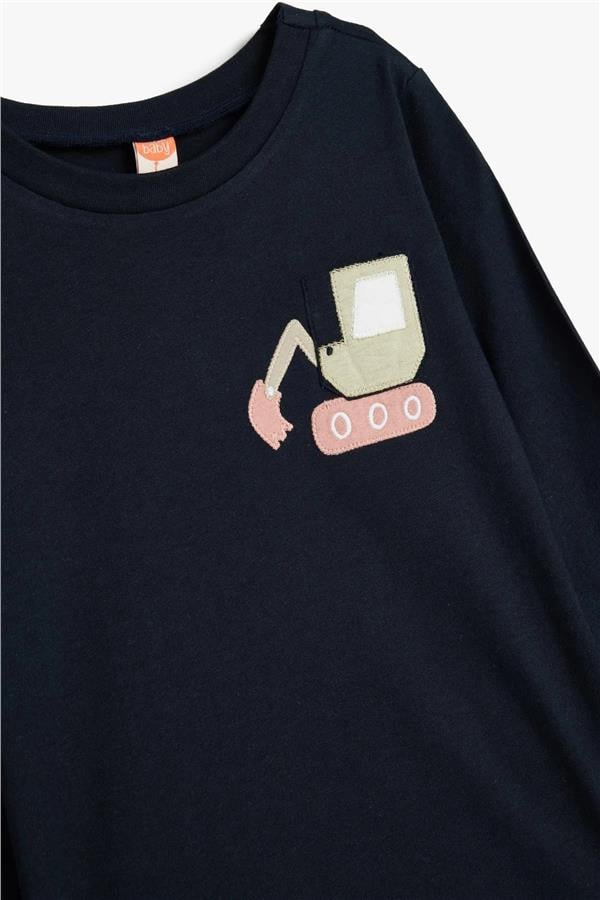 Koton 5Wmb10192Tk 704 Lacivert Erkek Bebek Pamuk Jersey Sweatshirt