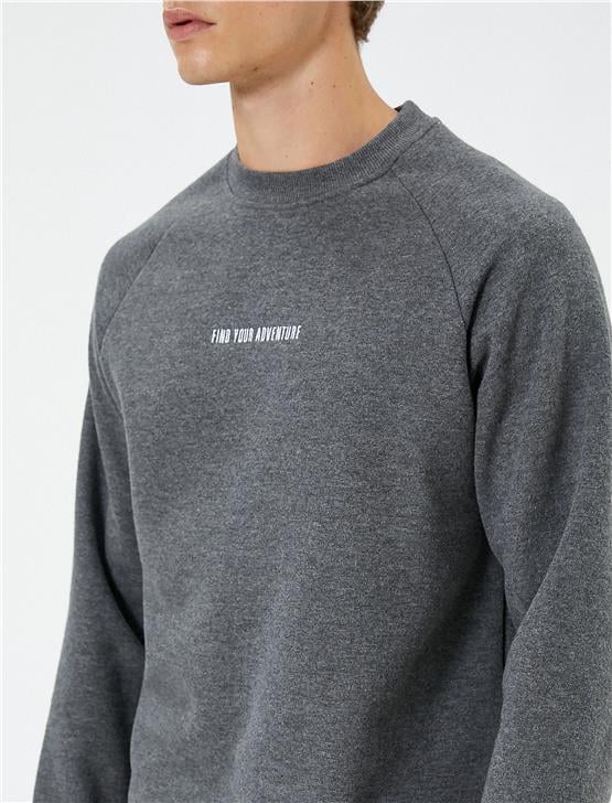 Koton K24 4Wam70043Mk 931 Antrasit Erkek Pamuk Sweatshirt