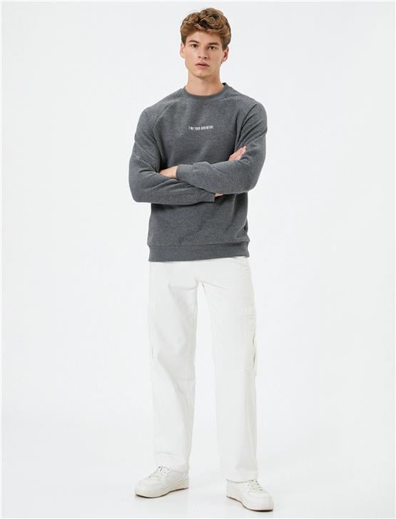 Koton K24 4Wam70043Mk 931 Antrasit Erkek Pamuk Sweatshirt