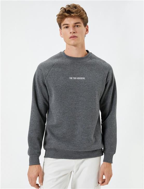 Koton K24 4Wam70043Mk 931 Antrasit Erkek Pamuk Sweatshirt