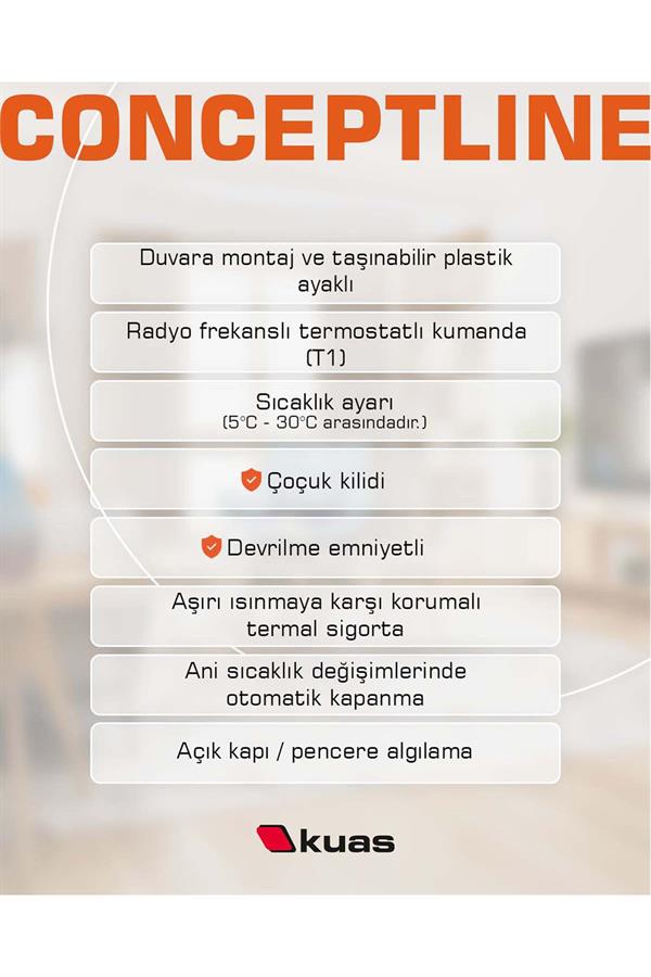 Kuas Conveco R 500w ''Rf'' Uzaktan Kumandalı, Elektrikli Panel Isıtıcı, Konvektör, Radyatör