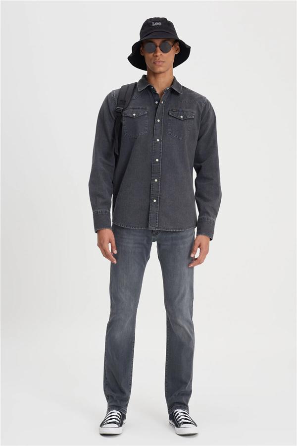 Lee L241513 003 Anthracıte Erkek Regular Uzun Kollu Jean Gömlek