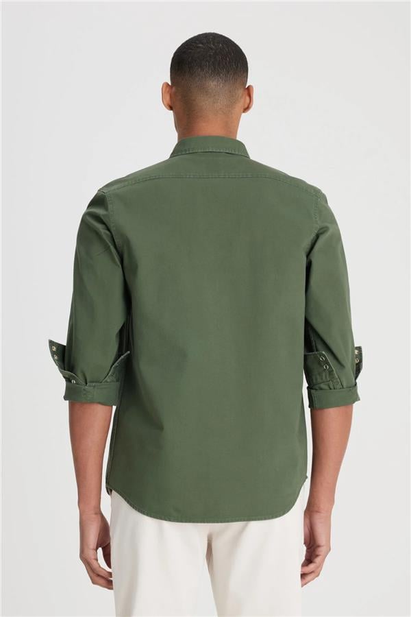 Lee L241514 801 Khaki Erkek Loose Uzun Kollu Gömlek