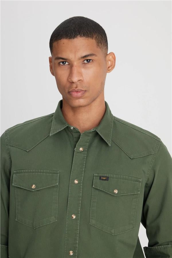 Lee L241514 801 Khaki Erkek Loose Uzun Kollu Gömlek