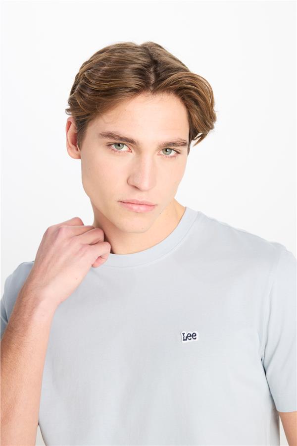 Lee L60Ufq 475 Concrete Gray Erkek Regular Bısıklet Yaka Logo T-Shırt