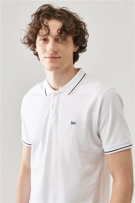 Lee L61Arllj Beyaz Erkek Ss Kısa Kollu Pıque Polo T-Shirt
