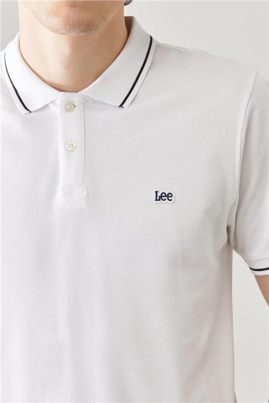 Lee L61Arllj Beyaz Erkek Ss Kısa Kollu Pıque Polo T-Shirt