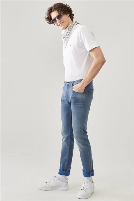 Lee L719026Uq Oxford Tan Erkek Luke Slim TapeKırmızı Denim Jean Pantolon