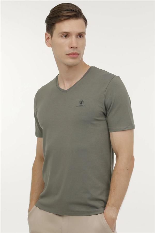Lumberjack A10149740008010 4M M-Ct106 Bsc V Nk T-Sh 4Fx Haki Erkek T-Shirt