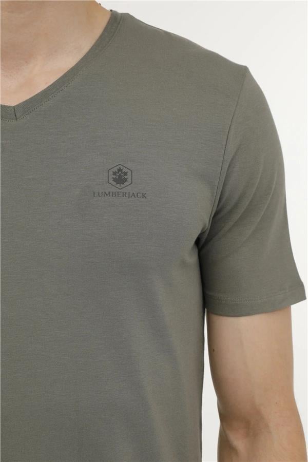 Lumberjack A10149740008010 4M M-Ct106 Bsc V Nk T-Sh 4Fx Haki Erkek T-Shirt