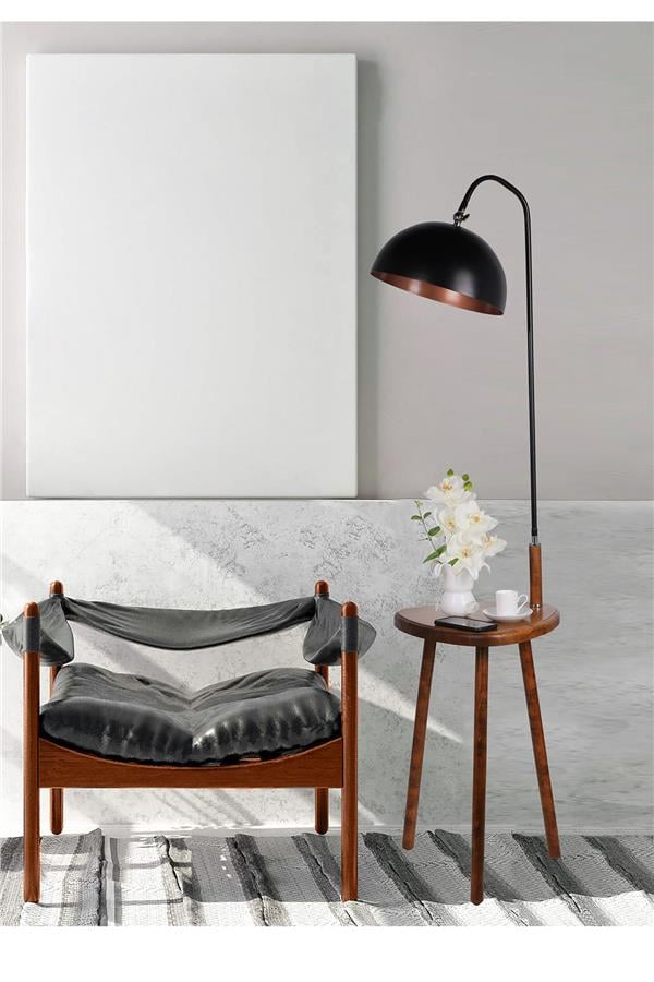 Lumexx Demet Sehbalı Ahşap Lambader Ceviz Retro 3 Başlıklı