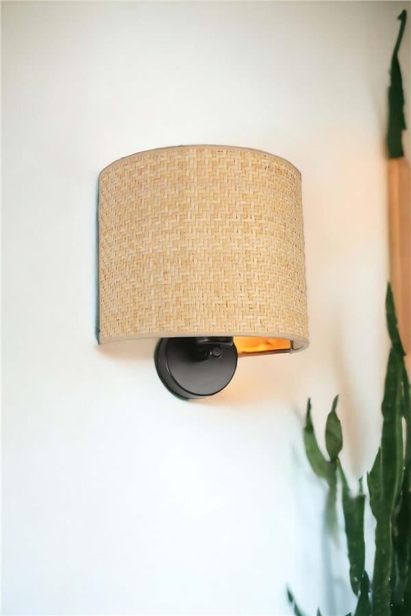 Lumexx Hasır Rattan Abajurlu Oval Aplik