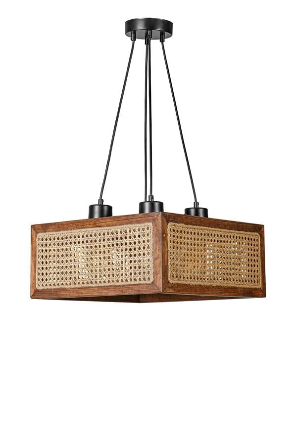 Lumexx Kumsal 4 Lü Kare Ceviz Rattan Avize