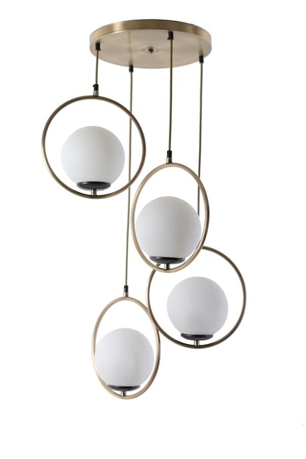 Lumexx  Ring 4 Lü Tepsili Beyaz Camlı Eskitme Sarkıt