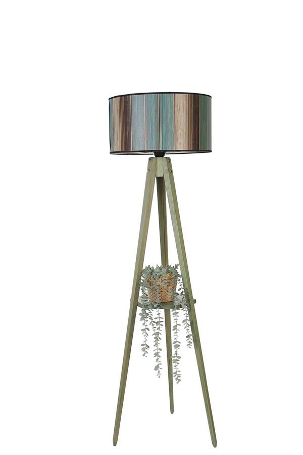 Lumexx Sehbalı Tripod Yeşil Lambader Silindir Renkli Abajurlu