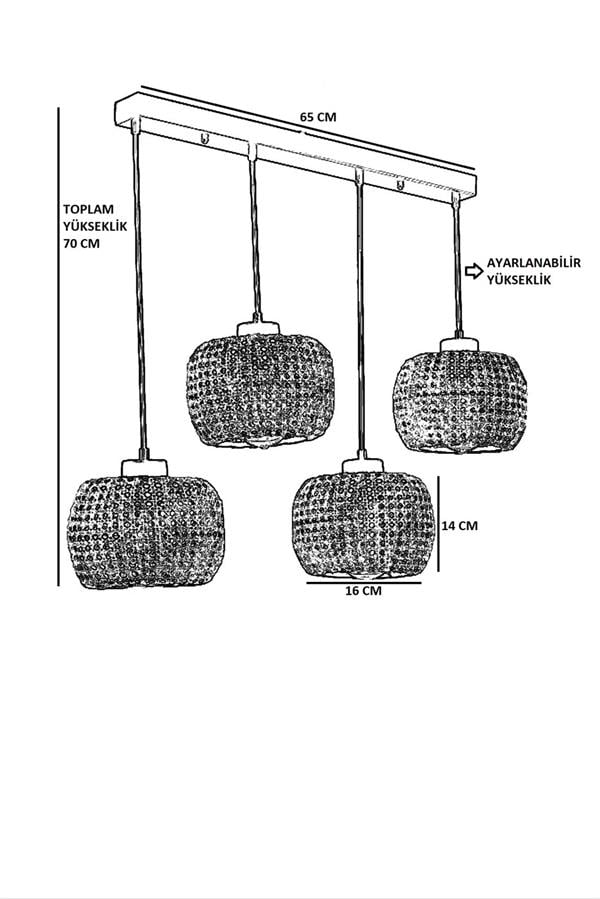 Lumexx Tıger 4 Lü Sıralı Rattan Sarkıt