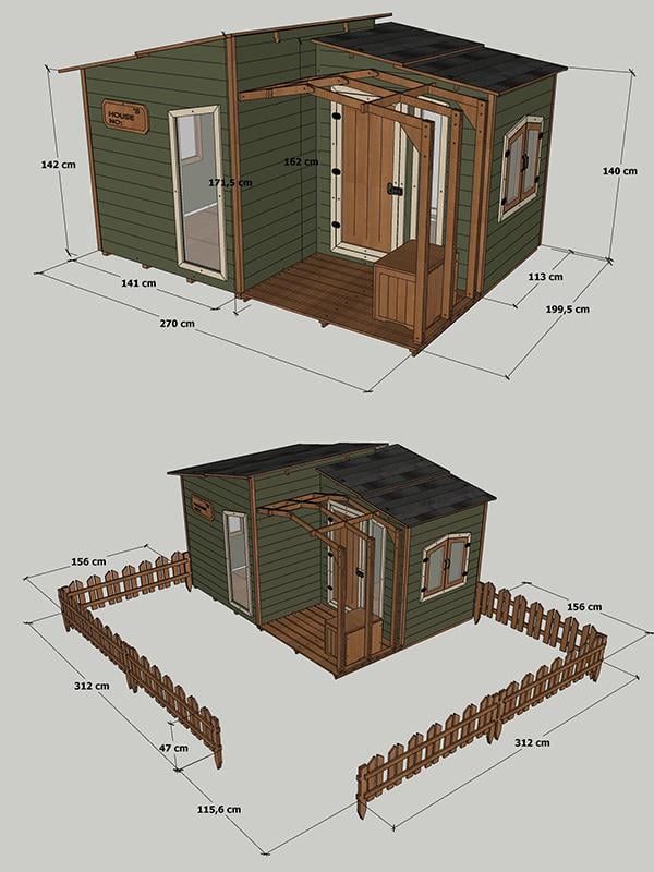 Mandu Ahşap Bahçeli Modern Playhouse (Oyun Evi) Mnd235
