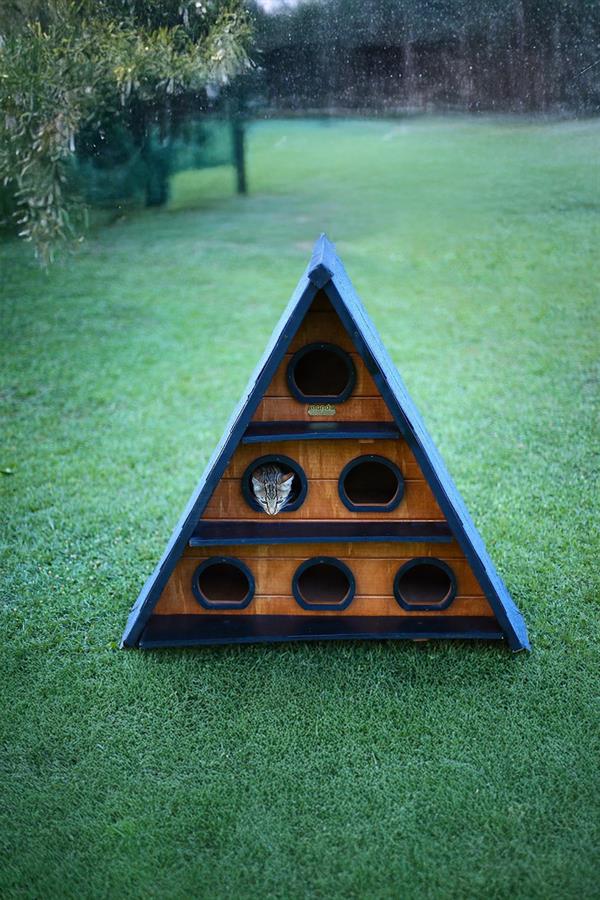 Mandu Ahşap Üçgen Kedi Evi (Büyük Boy)-Mnd243