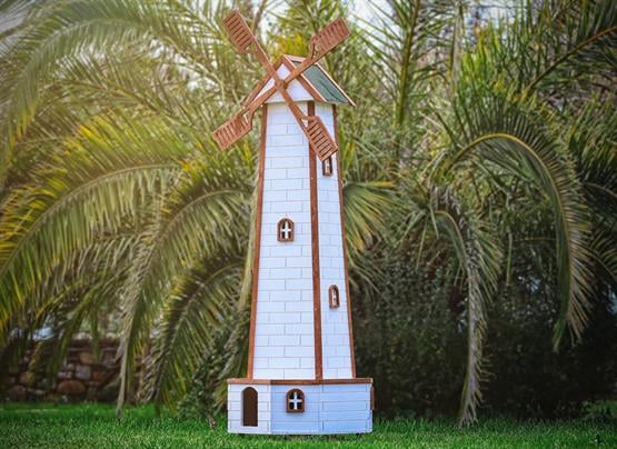 Mandu Ahşap Yel Değirmenli Kedi Evi-Mnd200