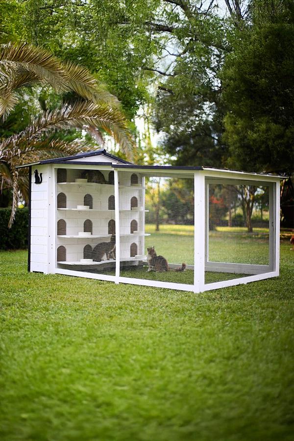 Mandu Bahçeli Kedi Apartmanı (Kedi Evi) + Mama Kapları Hediye-Mnd222