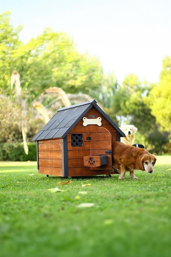 Mandu Isı Yalıtımlı Ahşap Köpek Kulübesi Medıum-Mnd59