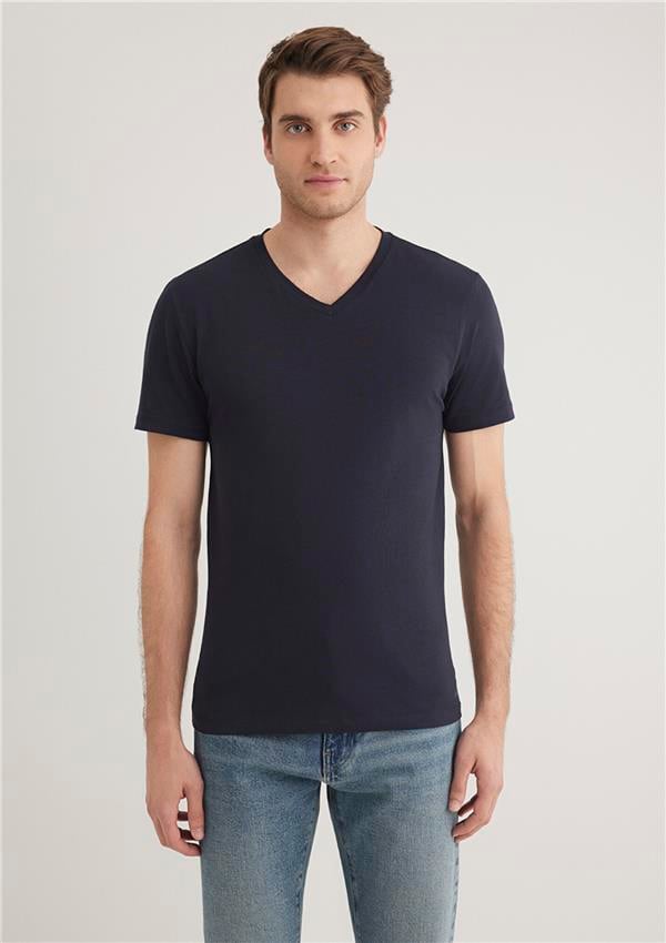 Mavi 061748-17588 Stretch V Yaka Koyu Lacivert T-Shirt