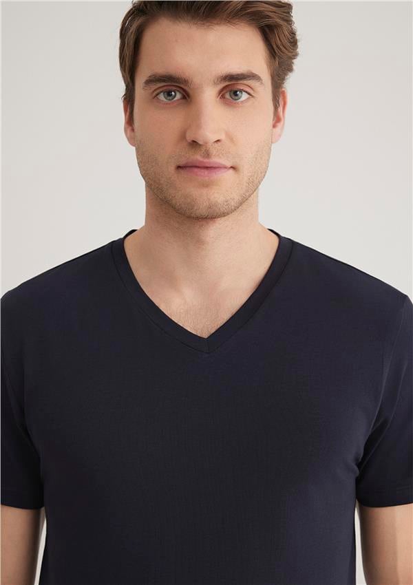 Mavi 061748-17588 Stretch V Yaka Koyu Lacivert T-Shirt