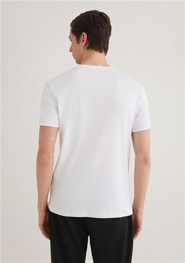 Mavi 063748-620 Erkek Beyaz V Yaka T-Shirt