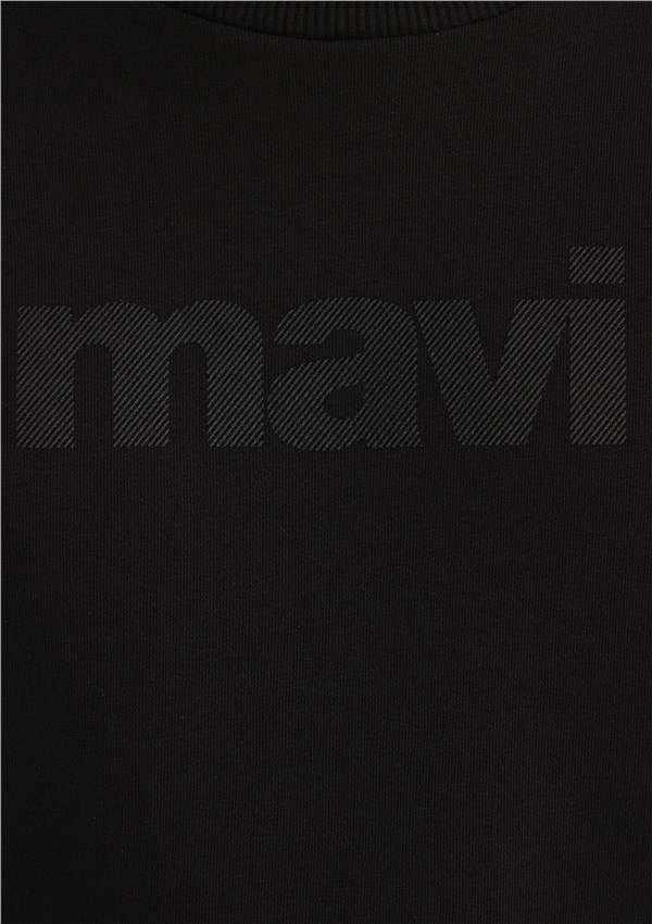 Mavi 066303-900 Siyah Erkek Regular Mavi Logo Baskılı Sweatshirt