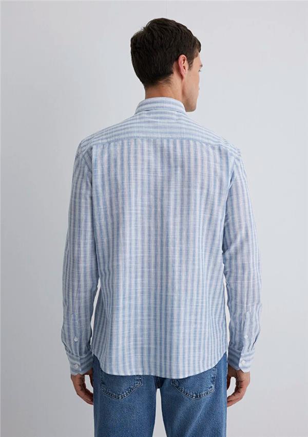 Mavı M0211538-70744 Copen Blue Erkek Regular Cızgılı Gomlek