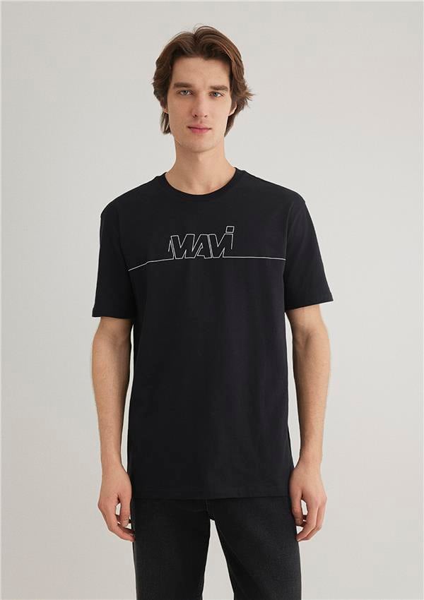 Mavi M0610254-900 Siyah Erkek Logo Baskılı T-Shirt