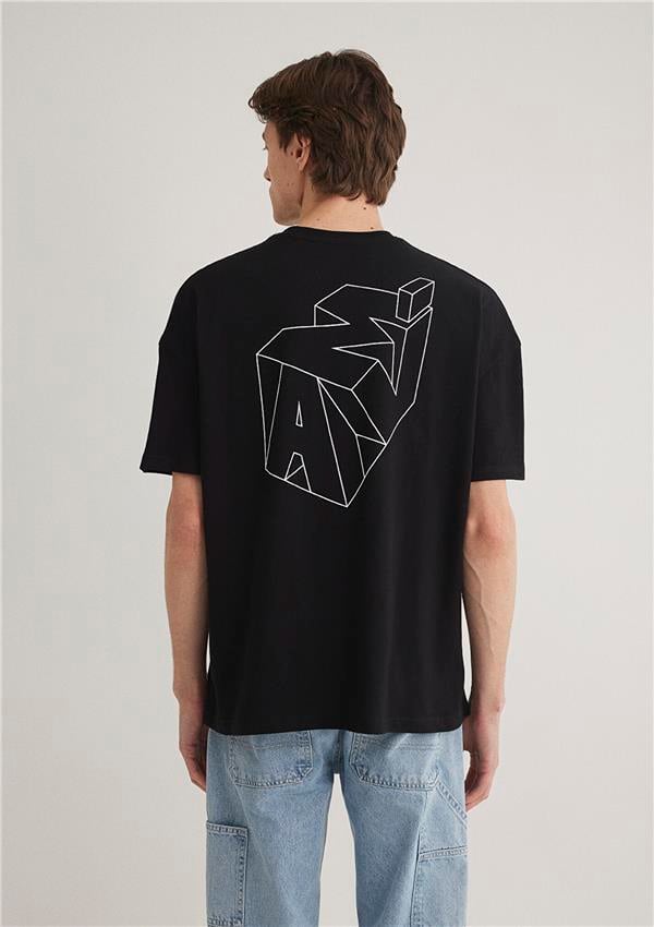 Mavi M0610320-900 Siyah Erkek Mavi Baskılı T-Shirt