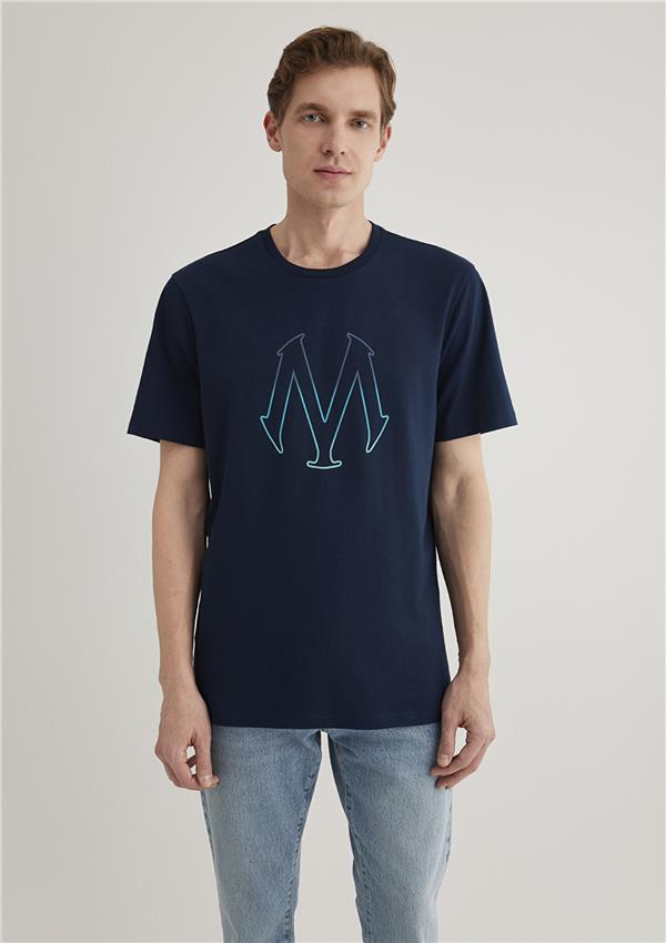 Mavi M0610635-70490 Gece Lacivert Erkek Regular Mavi Baskılı T-Shirt