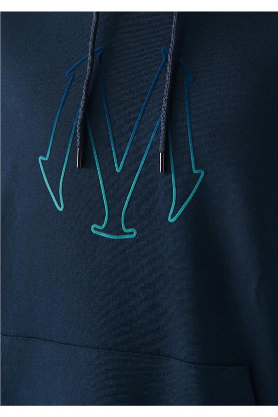 Mavi M0611024-34319 Gece Lacivert Erkek Mavi Logo Baskılı Kapuşonlu Sweatshirt