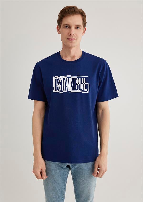 Mavi M0611789-70758 Derin Lacivert Erkek Regular İstanbul Baskılı T-Shirt