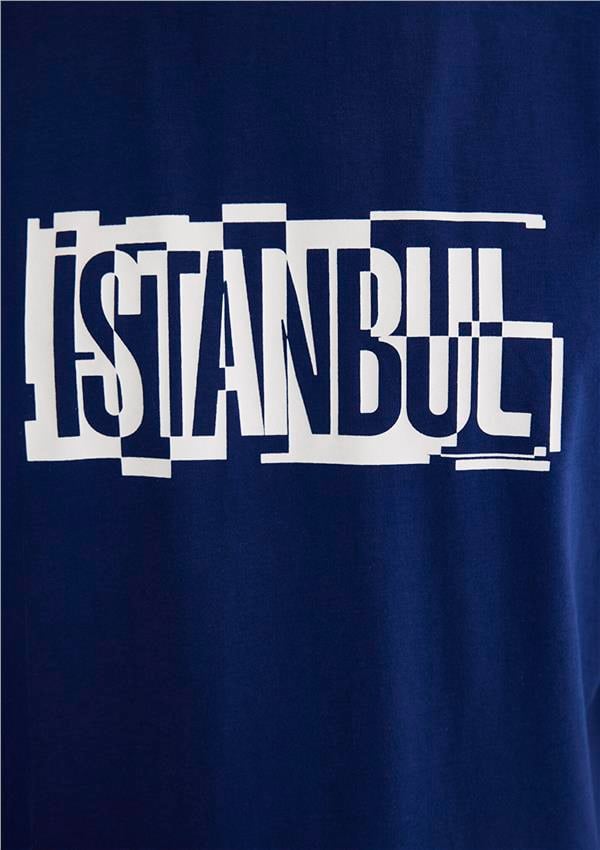 Mavi M0611789-70758 Derin Lacivert Erkek Regular İstanbul Baskılı T-Shirt