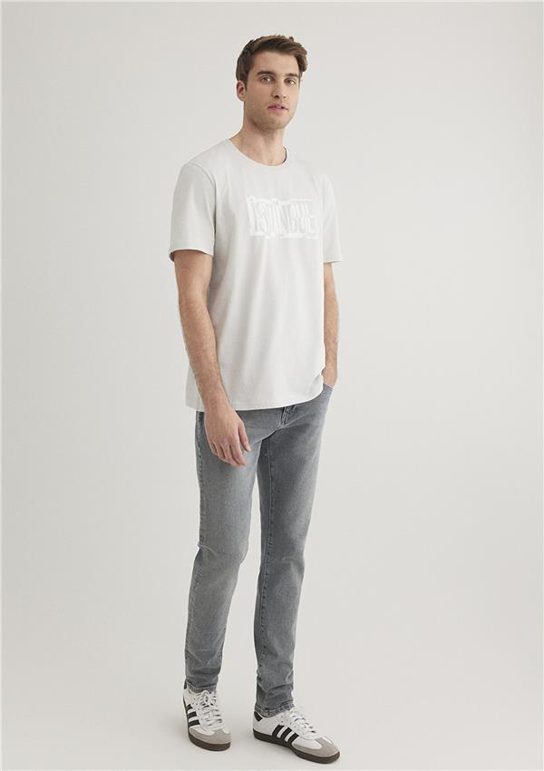 Mavi M0611789-80618 Sis Gri Erkek Regular İstanbul Baskılı T-Shirt