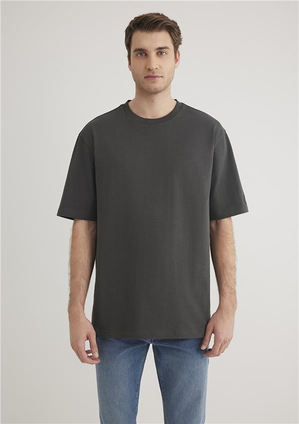 Mavı M0611924-70092 Pırate Black Erkek Loose Basıc Bısıklet Yaka T-Shırt