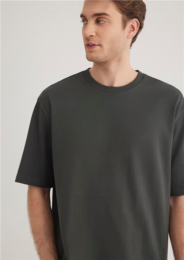 Mavı M0611924-70092 Pırate Black Erkek Loose Basıc Bısıklet Yaka T-Shırt