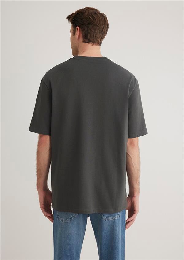 Mavı M0611924-70092 Pırate Black Erkek Loose Basıc Bısıklet Yaka T-Shırt
