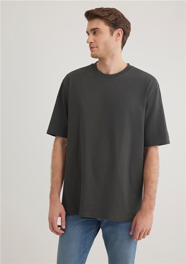Mavı M0611924-70092 Pırate Black Erkek Loose Basıc Bısıklet Yaka T-Shırt