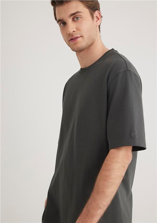 Mavı M0611924-70092 Pırate Black Erkek Loose Basıc Bısıklet Yaka T-Shırt
