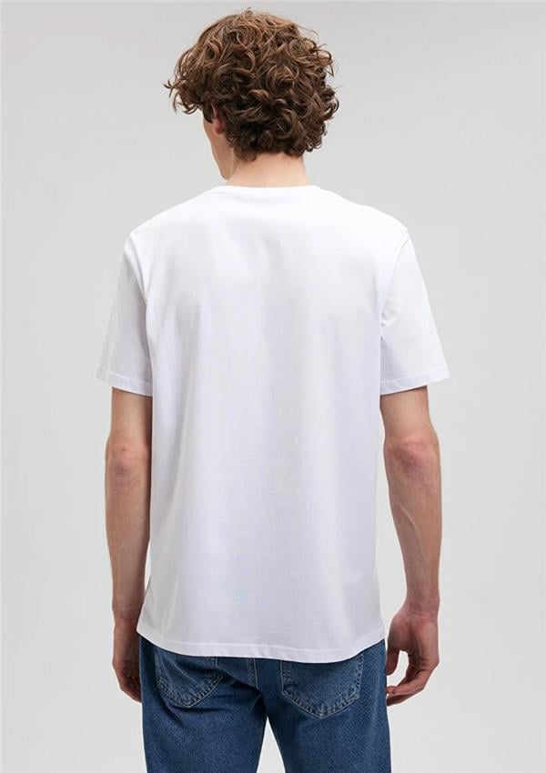 Mavi M0612006-620 Beyaz Erkek Regular Mavi Logo T-Shirt