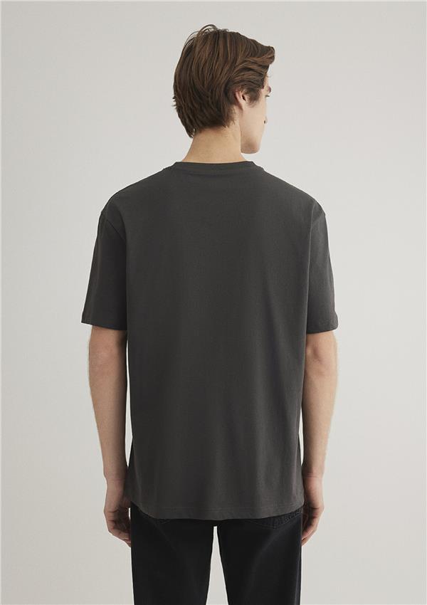 Mavı M0612355-80955 Demır Grı Erkek Loose Mavı Jeans Baskılı T-Shırt