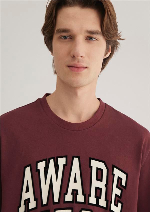 Mavı M0612477-70396 Red Mahogany Erkek Loose Awareness Baskılı T-Shırt