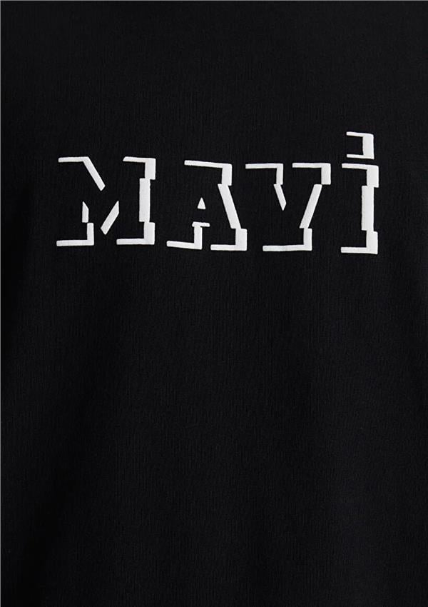 Mavı M0612686-900 Sıyah Erkek Regular Mavı Logo Baskılı T-Shırt